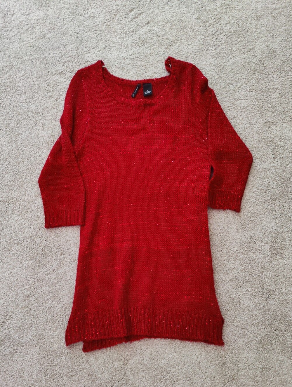 Relaxed Fit Scoop Neck Sweater Dress With A Subtle Sparkle Throughout. Gorgeous!